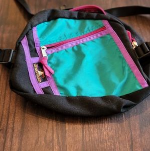 Vintage Sierra Designs Fanny Pack Waist Lumbar Bag 90’s Neon Green Purple Nylon